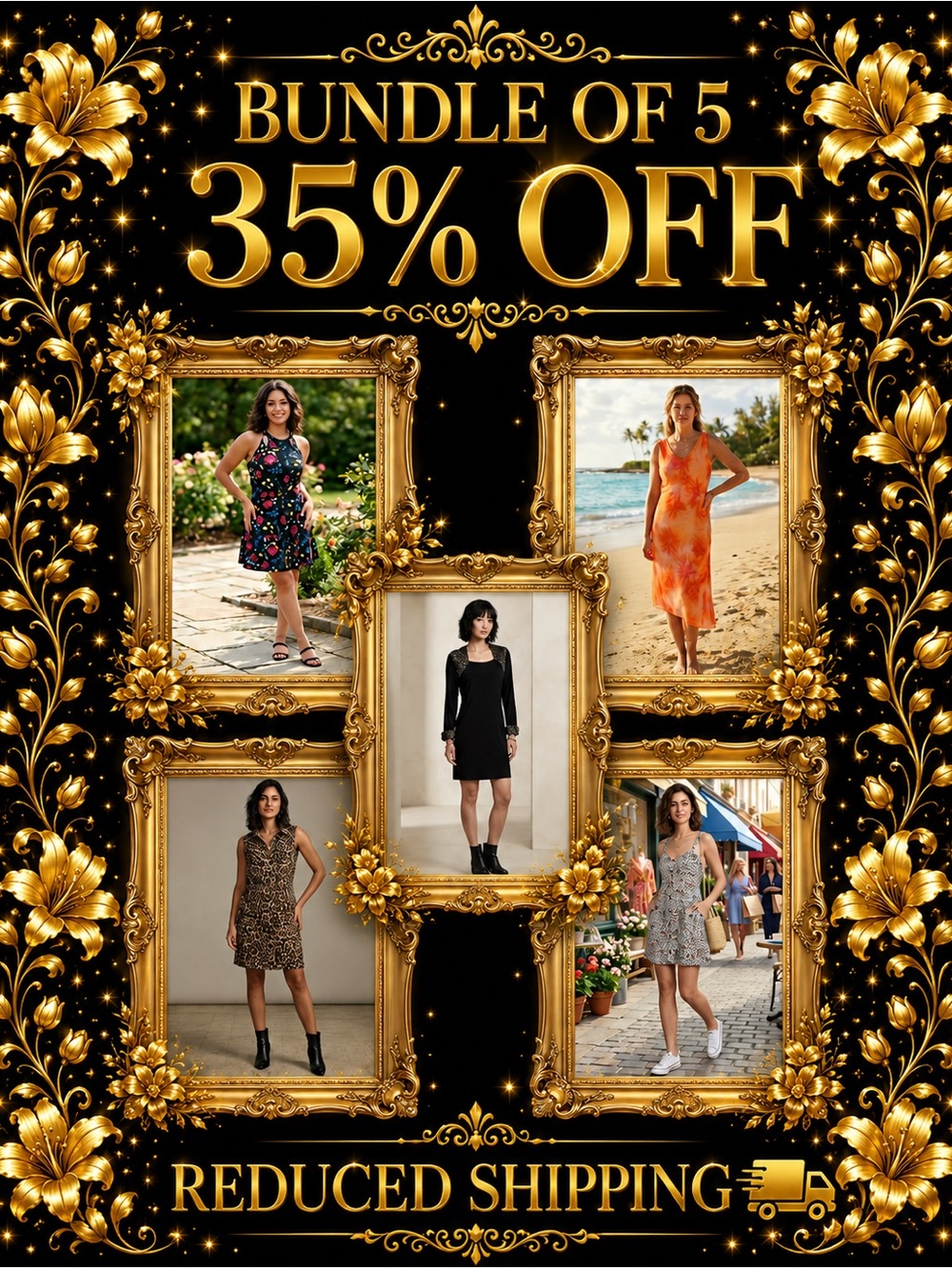 Bundle of 5, 35% OFF + Reduced Shipping! - Women's Floral & Leopard Print Mix